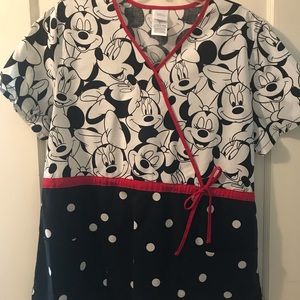 Womens Disney Minnie Mouse Scrub Top Large